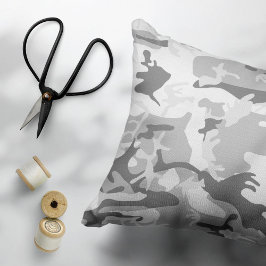 Almofada Decorativa Camuflagem Cinza de Neve de Inverno, Militar, Exér