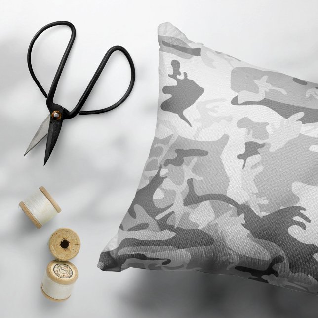 Almofada Decorativa Camuflagem de Cinzas de inverno, Militar, Exército (Criador carregado)