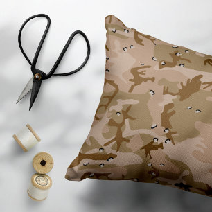 Almofada Decorativa Camuflagem Deserto Com Seixos, Militar, Exército