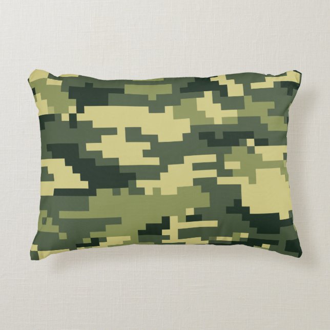 Almofada Decorativa Camuflagem Digital Woodland de 8 Bits / Camo (Frente)