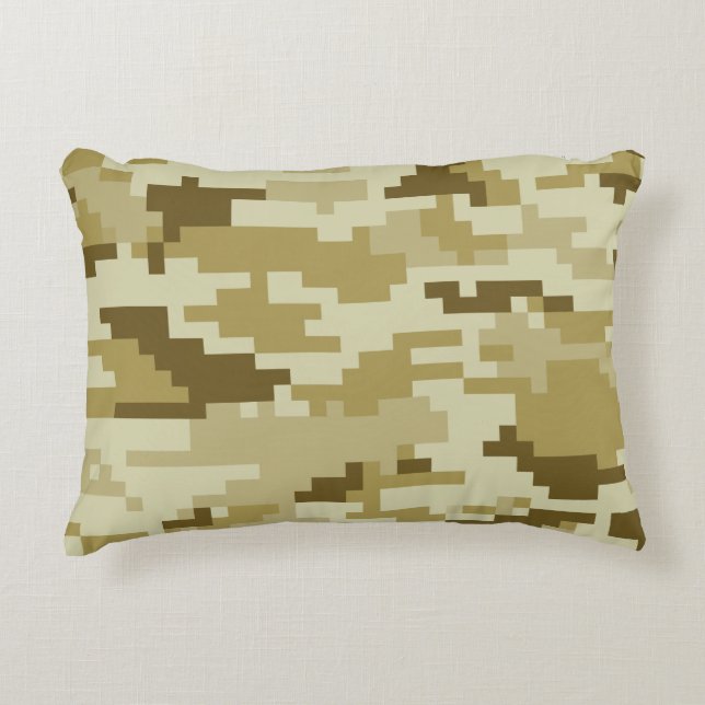 Almofada Decorativa Camuflagem do deserto digital de 8 bits / Camuflag (Frente)