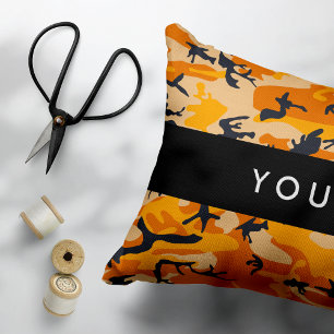 Almofada Decorativa Camuflagem Laranja Seu nome Personaliza