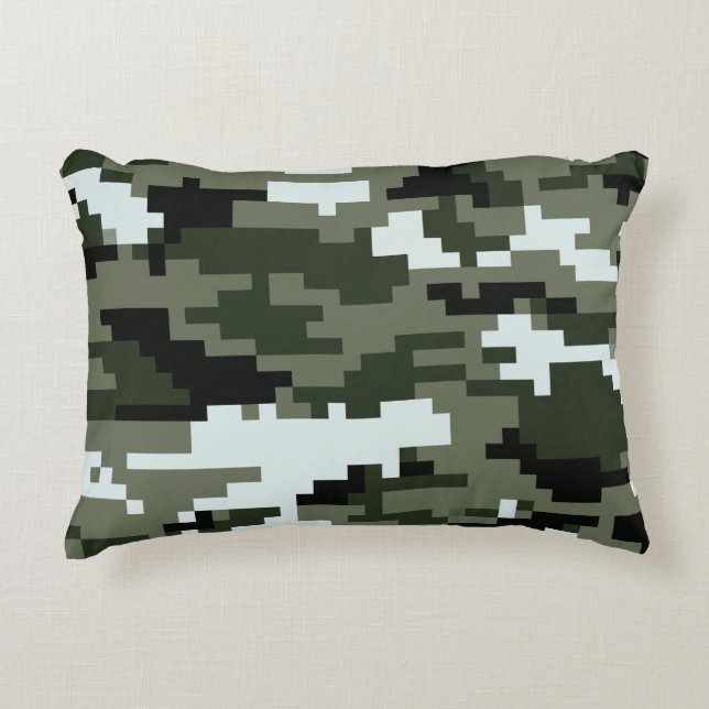 Almofada Decorativa Camuflagem urbana digital de 8 bits/Camo (Frente)