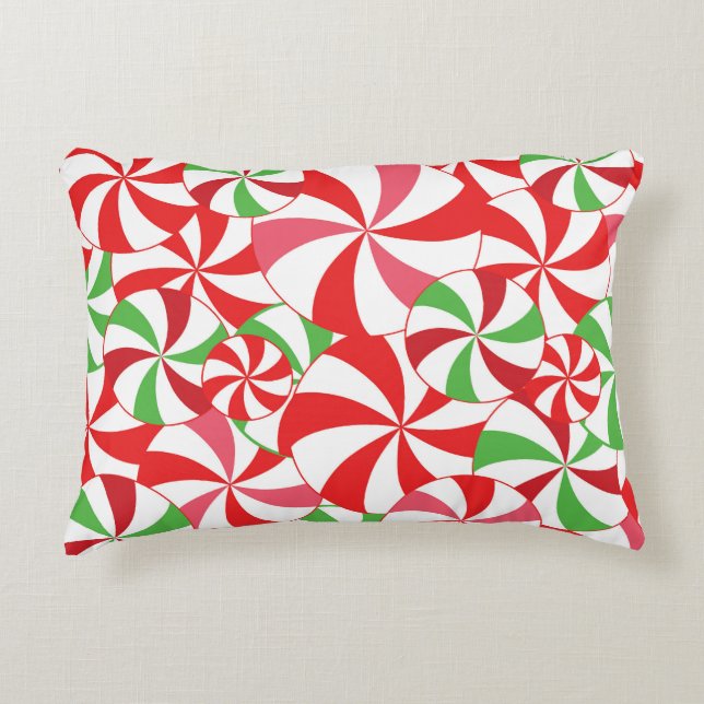Almofada Decorativa Candy Cane Christmas Print Throw Pillow (Frente)