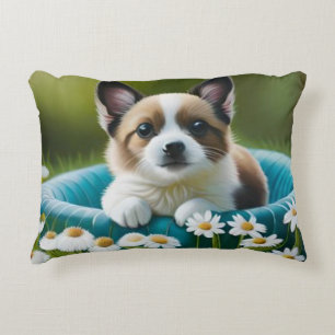 Almofada Decorativa Cãozinho fofo floral em deslumbrantes