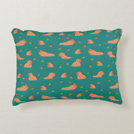 Almofada Decorativa capibaras flutuantes com laranja