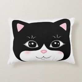 Almofada Decorativa Cara de Gato Tuxedo Feliz Fofa