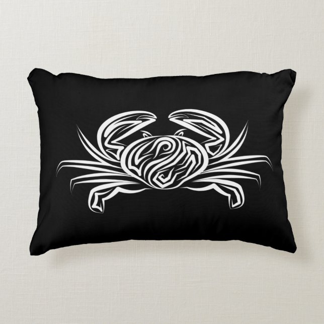 Almofada Decorativa Caranguejo Tribal Negro e Branco (Frente)