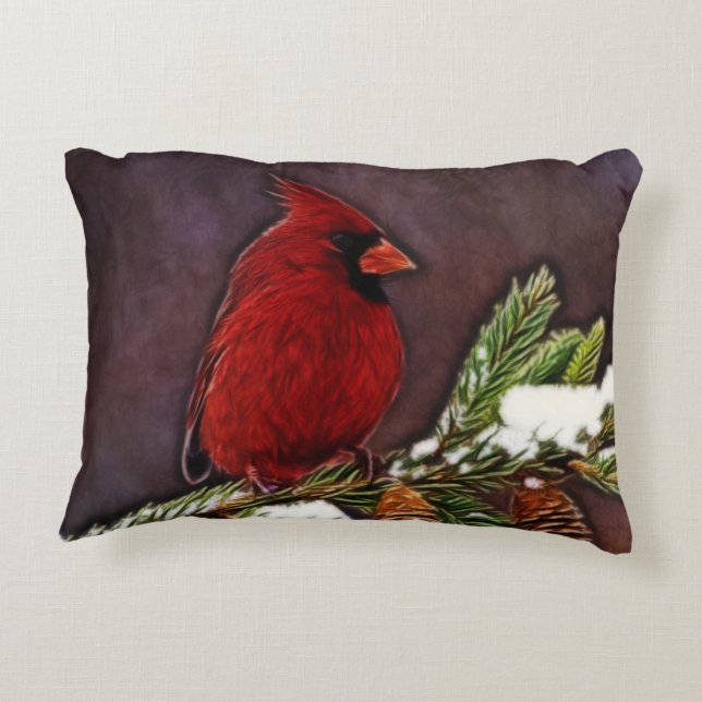 Almofada Decorativa Cardeal e Pinecones (Verso)