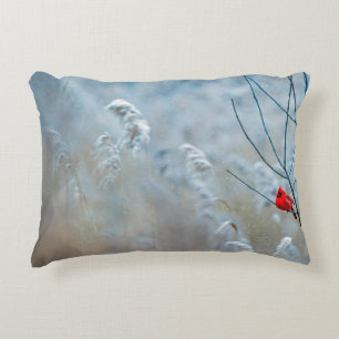 Almofada Decorativa Cardinal Vermelho na Foto da Natureza de Natal no