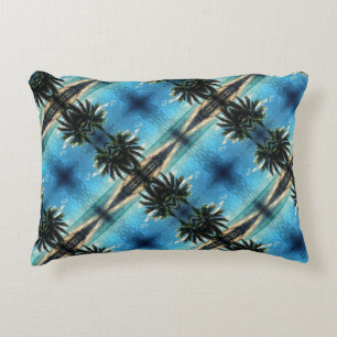 Almofada Decorativa Caribe padrão em camadas de Arte Digital Azul