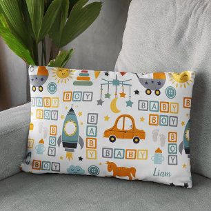 Almofada Decorativa Carro e Padrão de Brinquedo bonitinho com nome