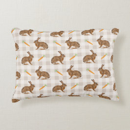 Almofada Decorativa Carrots And Hare Bunnies Spring Easter Beige