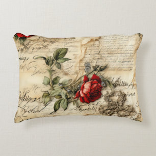Almofada Decorativa Carta de Amor em Pergaminho Vintage com Flores