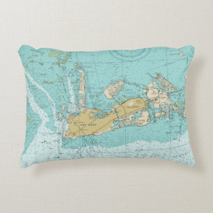 Almofada Decorativa Carta de Key West e travesseiro náuticos das