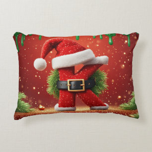 Almofada Decorativa Carta de Natal K Com Coroa de Pinheiro Brilho de N