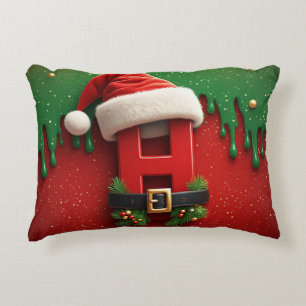 Almofada Decorativa Carta de Papai Noel H Com Estilo de Feriado Vermel