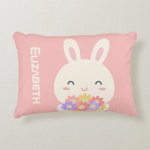 Almofada Decorativa Cartoon Bonito E Flores Para Meninas Rosa