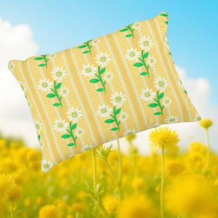 Almofada Decorativa Casa de Campo Girassóis Amarelos Brancos Verdes