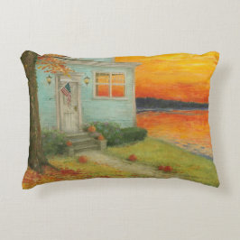 Almofada Decorativa Casa de Lago Poética Crepúsculo de Outono