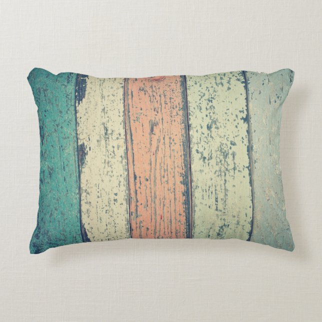 Almofada Decorativa Casa de praia pintada de madeira rusticada (Frente)