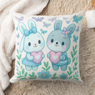 Almofada Decorativa Casal de Coelhos Caprichosos