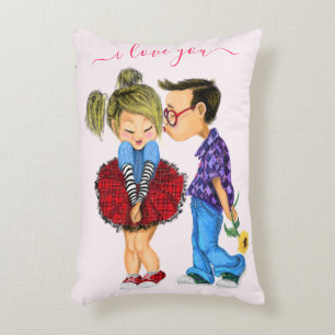 Almofada Decorativa Casal Romântico Fofo - Amor - Eu Te Amo - Beijo