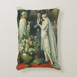 Almofada Decorativa Casamento Antigo, Noiva e Noivo com Menorá