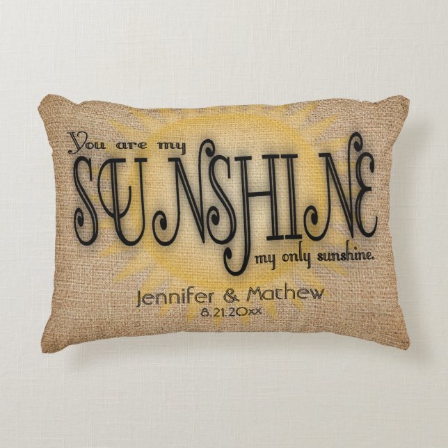 Almofada Decorativa Casamento Russo Burlap Sunshine (Frente)