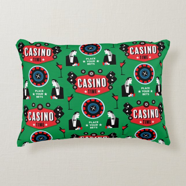 Almofada Decorativa Casino Gambling Poker Roulette (Frente)
