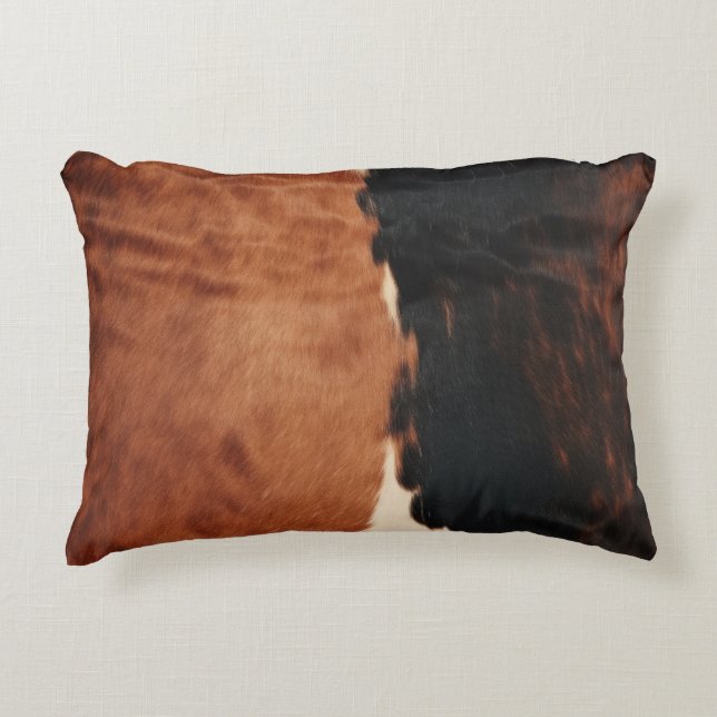 Almofada Decorativa Castanho Negro Sudoeste Faux Cowhide (Frente)
