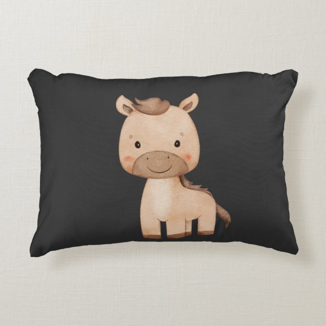 Almofada Decorativa Cavalo Preto Fofo (Frente)