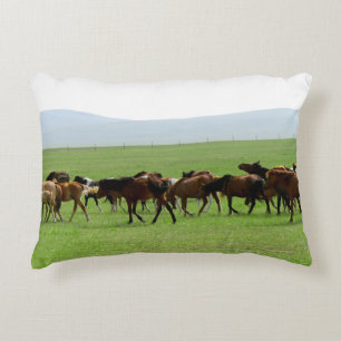 Almofada Decorativa Cavalos na Pastura - Fotografia Paisagem