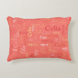 Almofada Decorativa Celia personalizou coral vivo de curta-metragem
