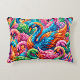 Almofada Decorativa Cena de Sonho de Cisne Vibrante – Boho Psicodélico