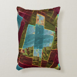 Almofada Decorativa Cera esculpida castanha e azul com aspecto esculpi