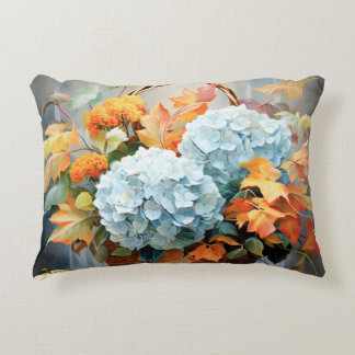 Almofada Decorativa Cesta Floral de Outono em Aquarela Rústica