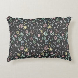 Almofada Decorativa Chalkboard Easter Bunny Doodle Pattern