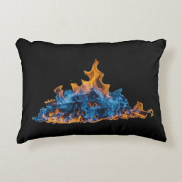 Almofada Decorativa  "Chamas de Fogo Azul e Laranja" Design de Arte Vi