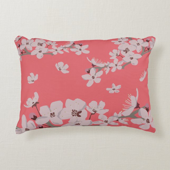 Almofada Decorativa Cherry Blossoms Flores Flutuantes Travesseiro de D (Frente)