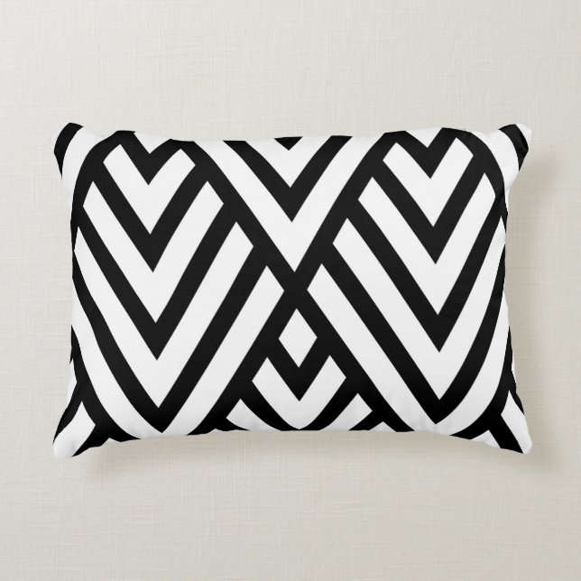 Almofada Decorativa Chervon Preto E Branco Moderno (Frente)