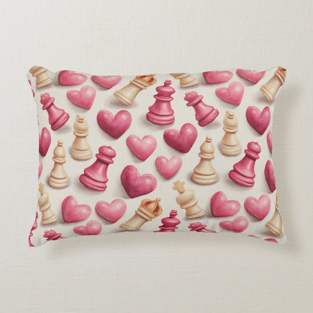 Almofada Decorativa Chess & Hearts Valentines Pattern (Frente)