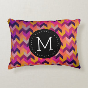 Almofada Decorativa Chevron Na moda Geométrico com Inicialização Pe