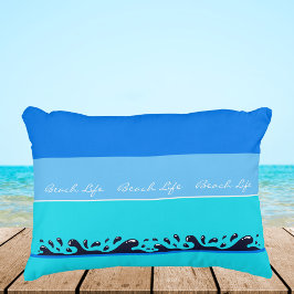 Almofada Decorativa Chic Blue Strips Ocean Waves Beach Life