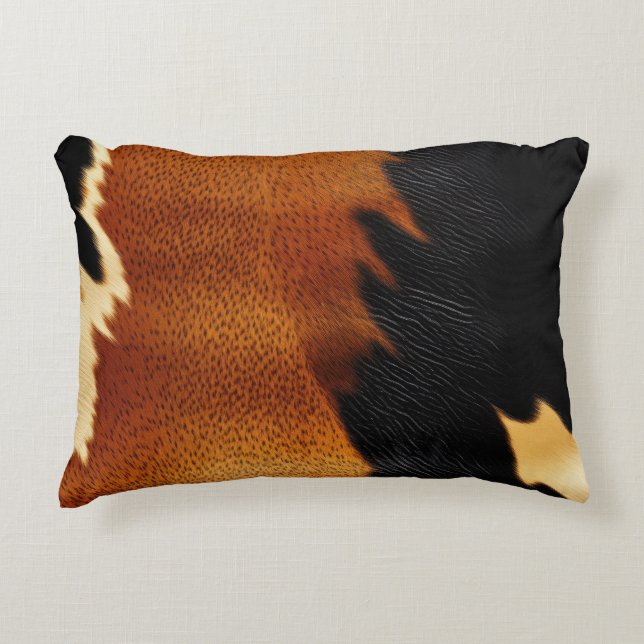 Almofada Decorativa Chic Brown Black Cream Western Cowhide (Frente)