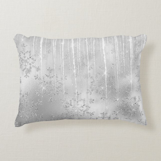 Almofada Decorativa Chic Silver Winter Glitter (Frente)