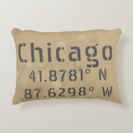 Almofada Decorativa Chicago Latitude Longitude Uban