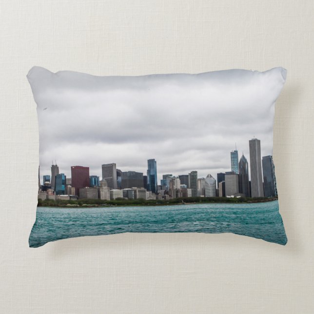 Almofada Decorativa Chicago Skylinechicago, skyline, aérea, arquiteto (Frente)