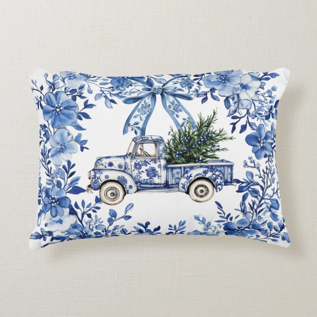 Almofada Decorativa Chinoiserie Blue Floral (Frente)