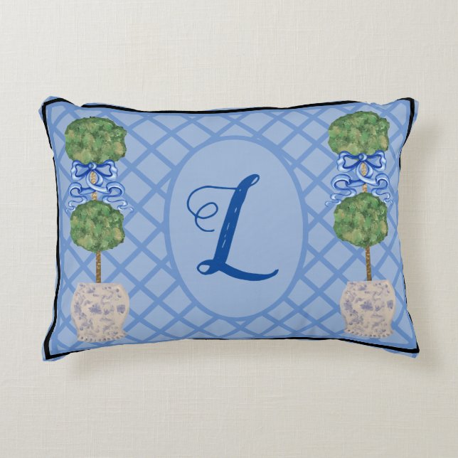 Almofada Decorativa Chinoiserie Ginger Jar Jars Topiary Basket Thor  (Frente)